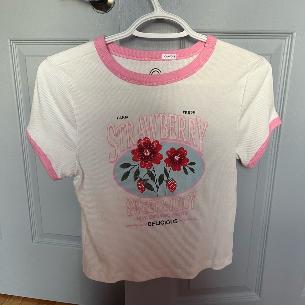 White and Pink Strawberry T-Shirt